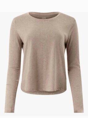 girlfriend collective Long Sleeve Crewneck Top in Taupe
